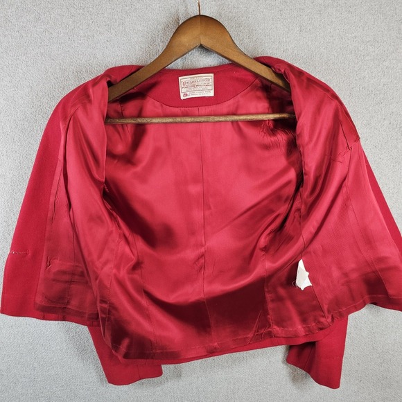 Pendleton VTG Single Breast V-Notch Lined Blazer USA Retro Red 100% Wool 4P - Picture 5 of 15